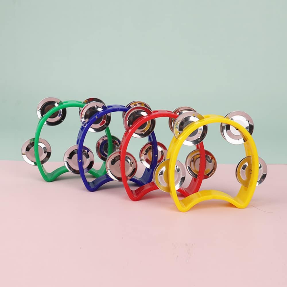 27 Pack Plastic Percussion Tambourine Hand Tambourine Bells, Mini Percussion Tambourines Bulk Hand Held Percussion Drum Musical Rhythm Instrument for Adults Kids Party Supplies(7 Colors)