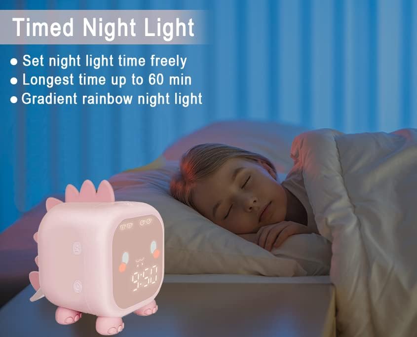 Alarm Clock Kids Dinosaur Alarm Clocks Girls Pink Digital Alarm Clock for Kids Girl Children with Night Light