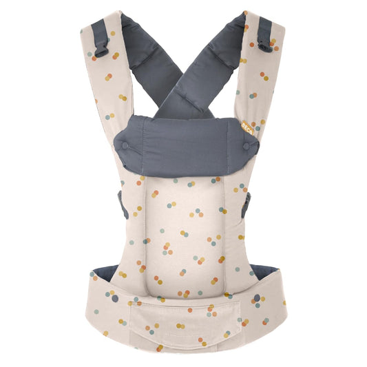 Beco Gemini Baby Carrier from Newborn to Toddler - Certified Ergonomic Newborn Baby Carrier for Infants and Children of 7-35 lbs - M Shape, Adjustable Seat, 100% Cotton (Dots)