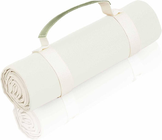 4’9” x 6’3” White Lightweight Water-Resistant Canvas Mat – Picnic, Outdoor, Beach, Park, Camping, Toy Mat