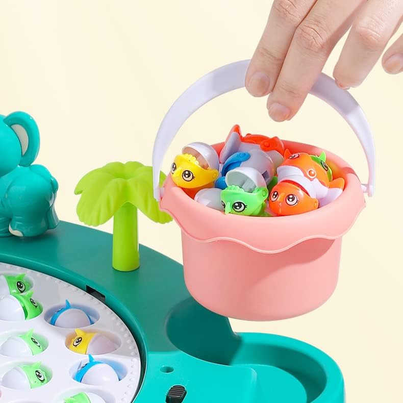 Fishing Game Toy Set, Kids Play Table w/Rotating Board, 45 Fishes & 4 Fishing Poles, Gifts for Children, Boys & Girls Aged 3 4 5 6+ (Upgraded Ver.)