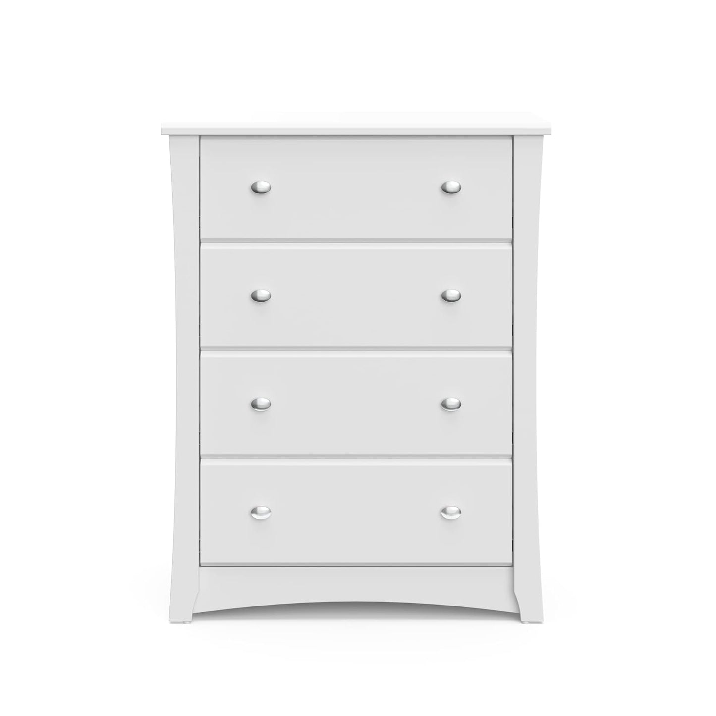Storkcraft Crescent 4 Drawer Chest (White) – GREENGUARD Gold Certified, Dresser For Nursery, 4 Drawer Dresser, Kids Dresser, Nursery Dresser Drawer Organizer, Chest of Drawers