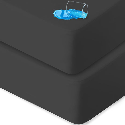 2 Pack Twin Mattress Protector Waterproof, Noiseless & Soft Coverage Mattress Fitted Sheet Twin with Deep Pocket up to 14", Super Breathable & Easy Wash Twin Size Mattress Protector