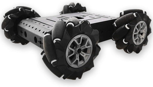 4WD Omni-Directinal Smart Robot Car Chassis with 96mm Mecanum Wheel & DC Motors, RC Aluminum Alloy Frame DIY Steam Platform for Raspberry Pie ROS Python Arduino Uno R3 Ai Coding Program Learning