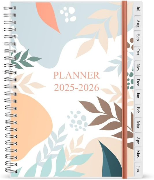 2025-2026 Planner - Weekly & Monthly Planner Runs Jul 2025 to Jun 2026, 6.25" x 8.25", 12 Monthly Tabs, 14 Notes Page, Plastic Pocket, Flexible Cover with Twin-Wire Binding, Planners 2025-2026