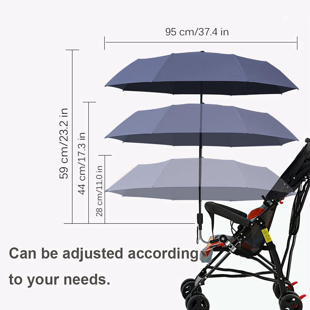 Universal Baby Parasol, Baby Stroller Sun Shade Sun Protection Sun Shade for Strollers, Waterproof Umbrella for Trolley Bike Wheelchair Buggy Fishing, Bicycle Umbrella with Holder Clip Clamp