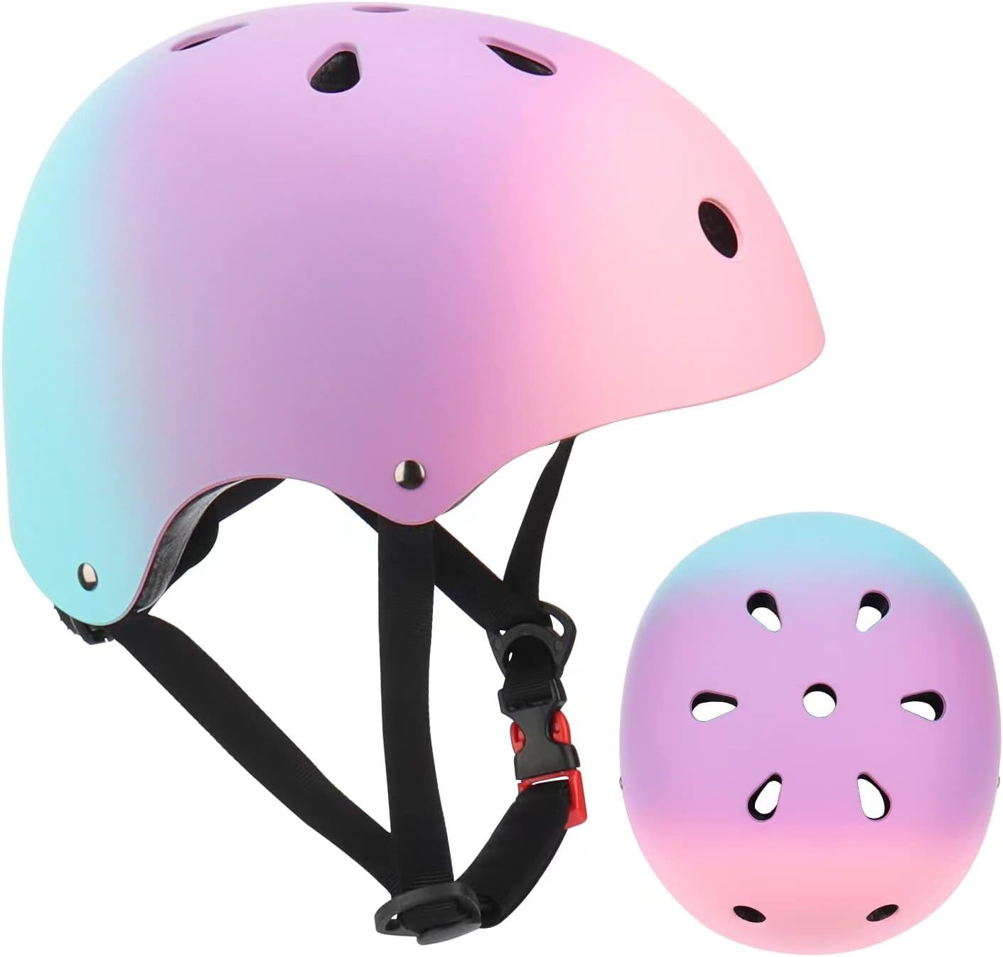 Color Gradient Adjustable Kids Bike Helmet Toddler Helmets for 3-5-8-14 Years Kids Girls Boys Youth Bicycle Helmet for Scooter Balance Bike Roller Skating Skateboard