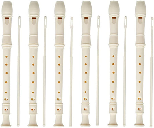 6 Pieces 8 Hole Descant Soprano Recorder for Kids, Plastic Music Recorder Instrument Kid Music Flute with Cleaning Rod
