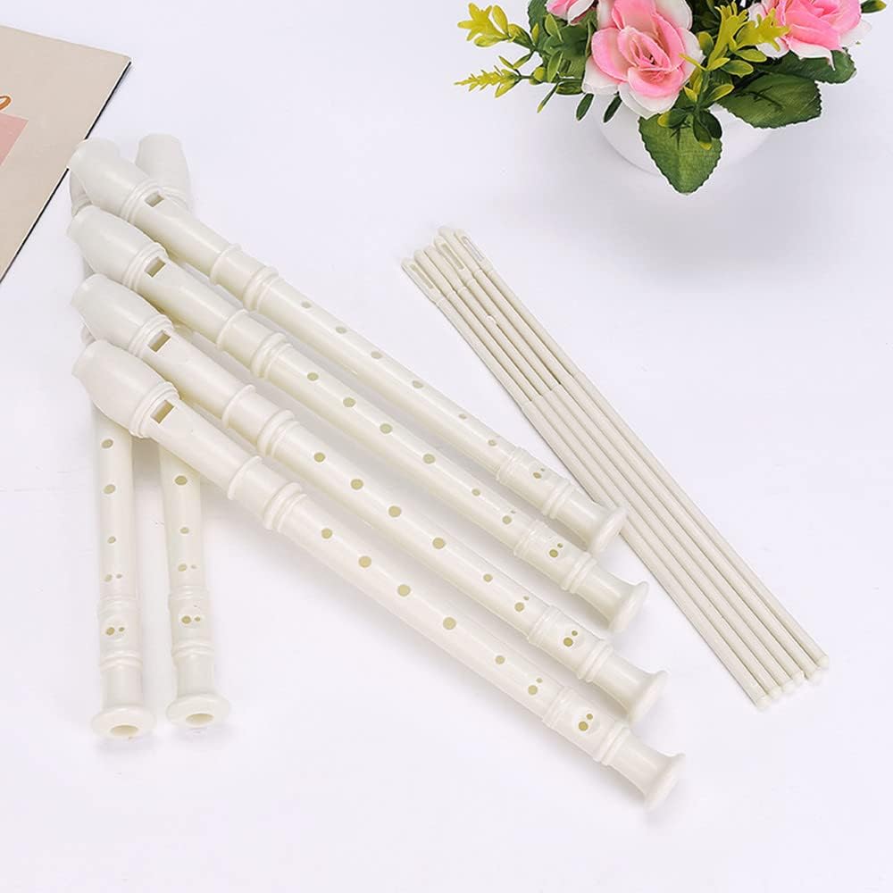 12 Pieces 8 Hole Descant Soprano Recorder for Kids, Plastic Music Recorder Instrument Kid Music Flute with Cleaning Rod