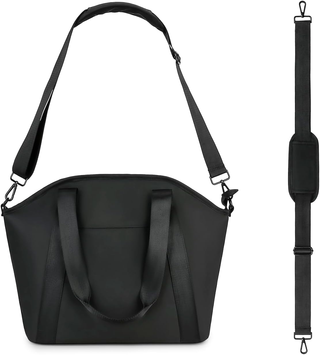 Diaper Bag Tote for Women Stylish Baby Bag Black PU Messengers Bag with Wet Bag,Stroller Hooks