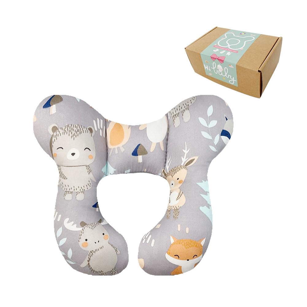 Baby Neck Pillows, Comfortable Baby Travel Head Neck Support Pillow for Car Seat Stroller Pushchair, Soft PP Cotton Travel Pillow for 0-1 Year Old Toddler Infant Newborn, Fox