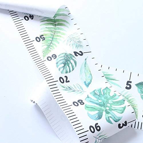 Kids Growth Chart, Wood Frame Fabric Canvas Height Measurement Ruler from Baby to Adult for Child's Room Decoration 7.9 x 79in (7.9 x 79in, Monstera Deliciosa)