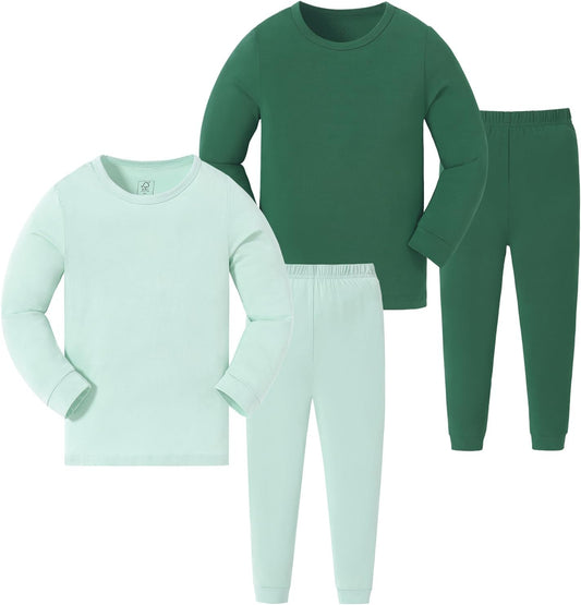 JunNeng Bamboo Viscose Pajamas for Toddler Baby, Boys Girls Solid Snug Fit Pajamas Long Sleeve Sleeper