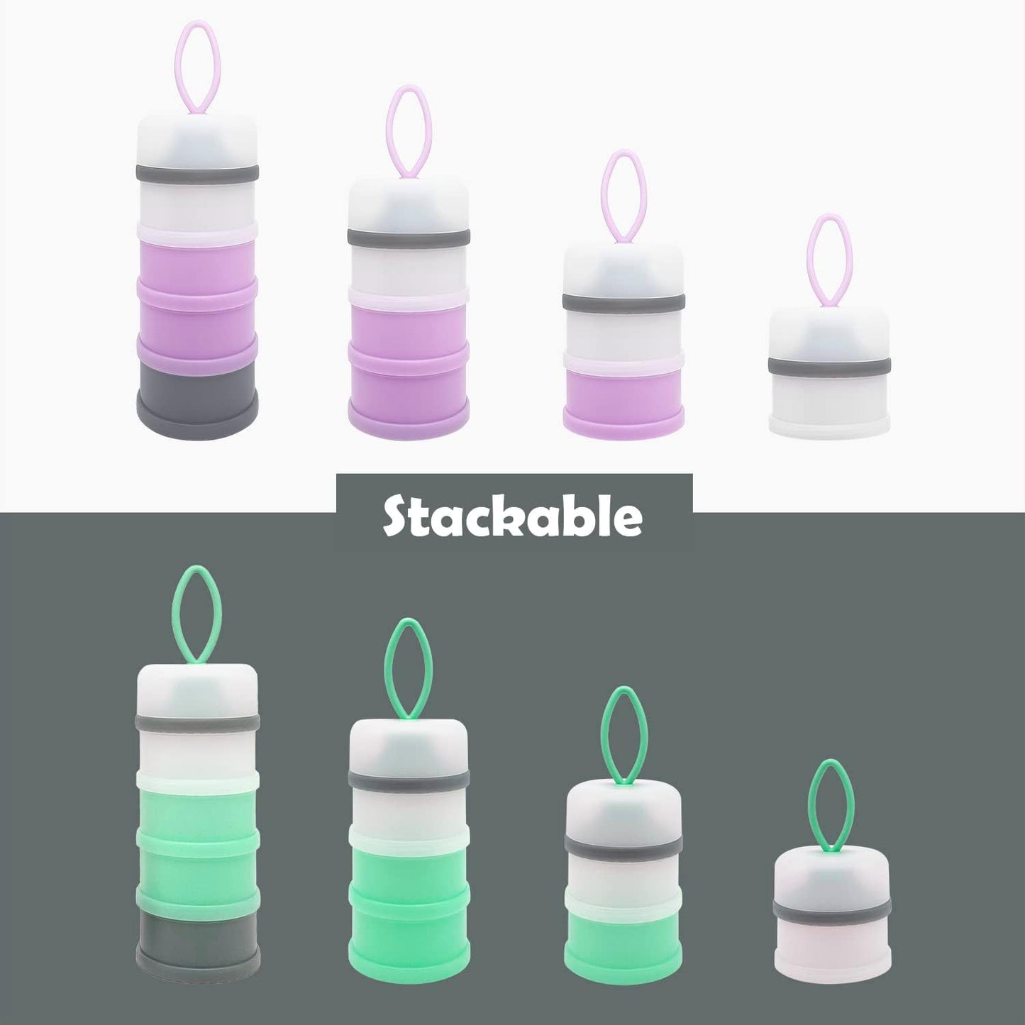 Baby Formula Dispenser, Formula Container, Portable Milk Powder Dispenser Container, Baby Feeding Travel Storage Container, Non-Spill Stackable Baby Snack Storage Container, BPA Free, 2 Packs