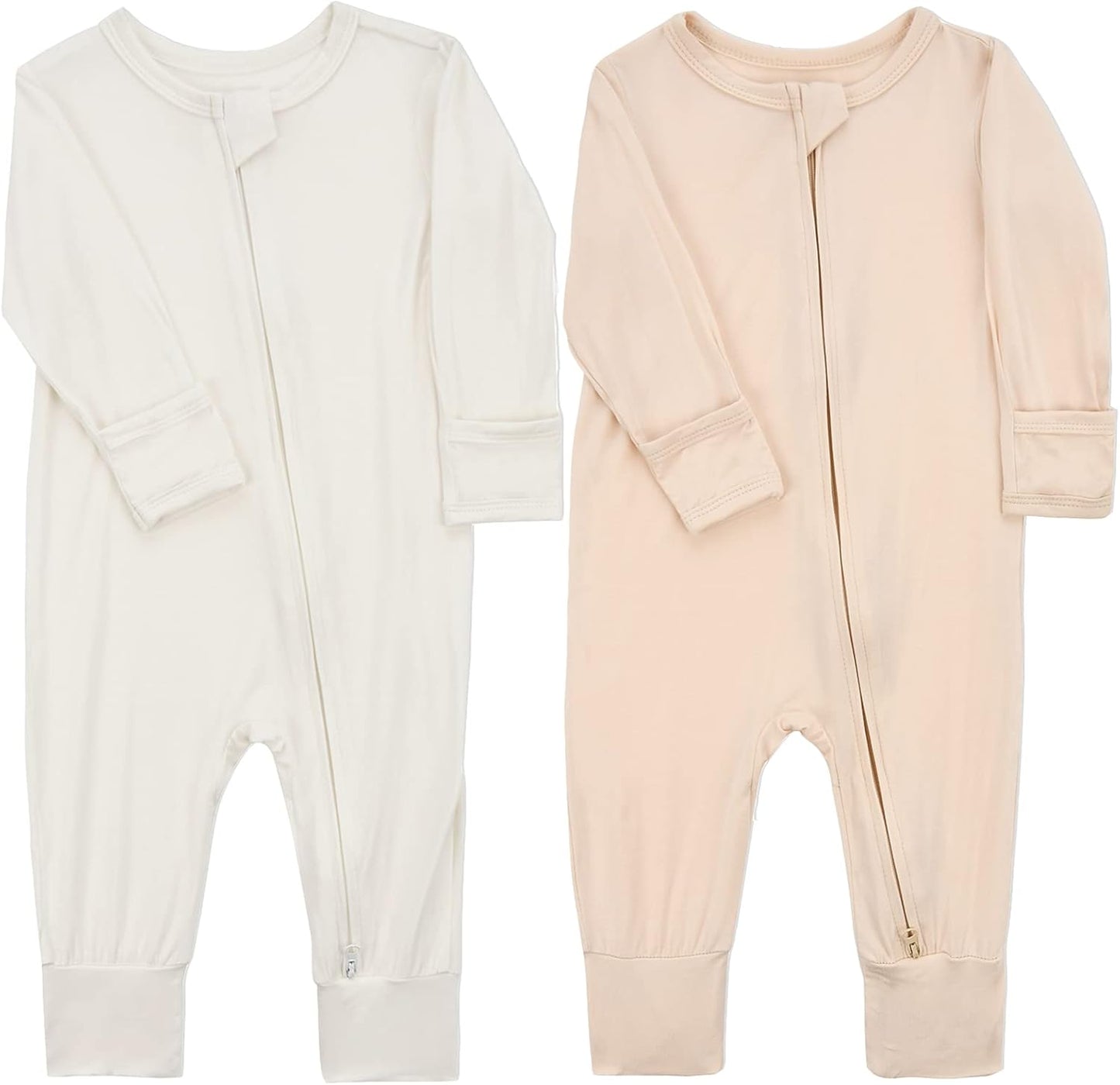Aablexema Baby Footless Pajamas Zipper with Mitten, Rayon from Bamboo, Infant Long Sleeve Romper Pjs