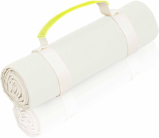 4’9” x 6’3” White Lightweight Water-Resistant Canvas Mat – Picnic, Outdoor, Beach, Park, Camping, Toy Mat