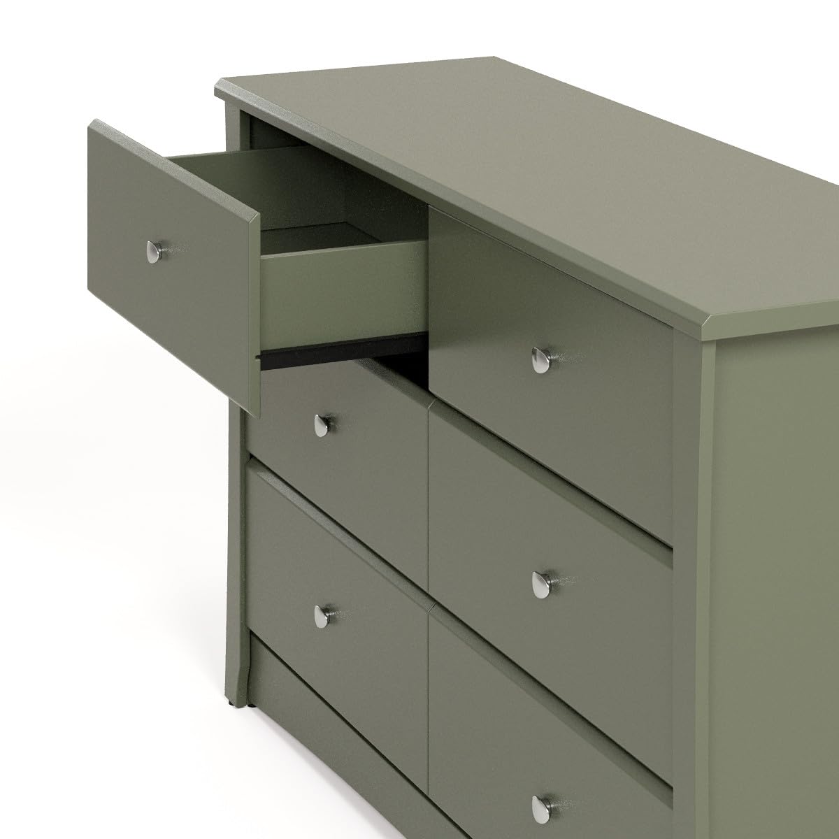 Storkcraft Crescent 6 Drawer Double Dresser (Olive) – GREENGUARD Gold Certified, Nursery Dresser for Kids Bedroom
