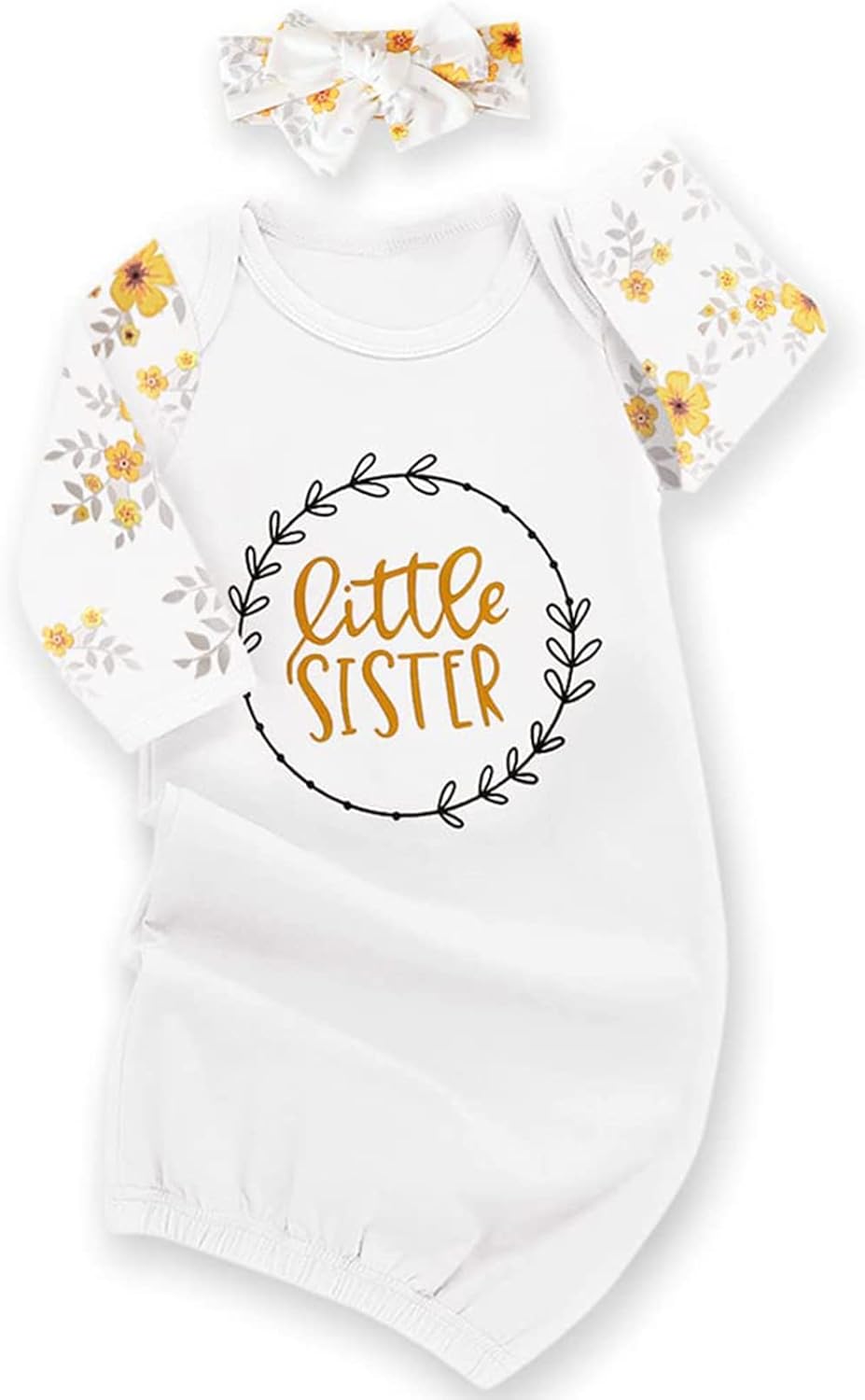 AMAWMW Newborn Baby Girl Little Sister Sleeper Gown Stripe Long Sleeve Nightgown Pajamas Gifts Stuff Essential Outfit