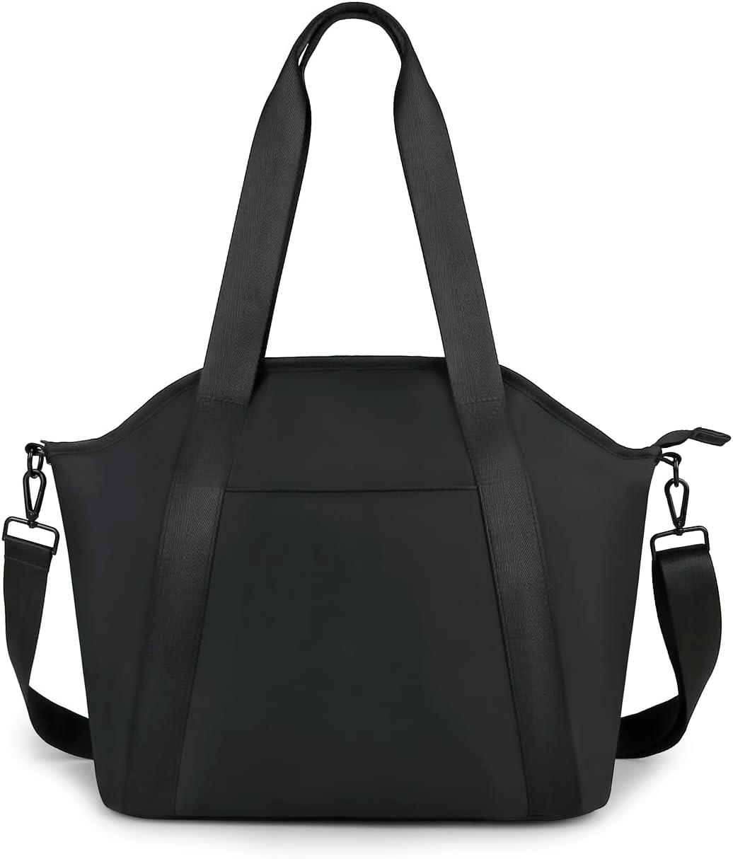 Diaper Bag Tote for Women Stylish Baby Bag Black PU Messengers Bag with Wet Bag,Stroller Hooks