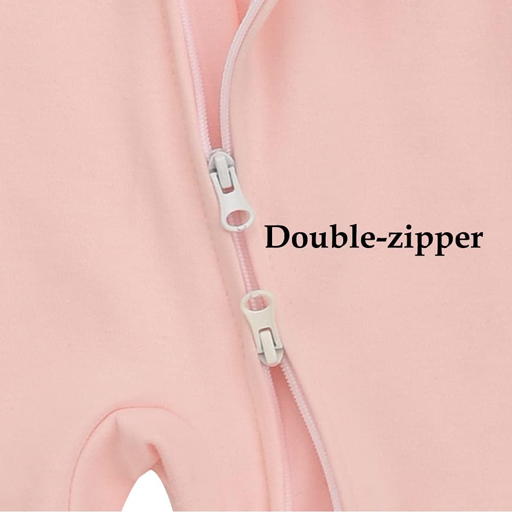 Aablexema Baby Footie Pajama with Mitten Cuffs, Double Zipper Infant Cotton clothes Sleeper Pjs, Footed Sleep Play