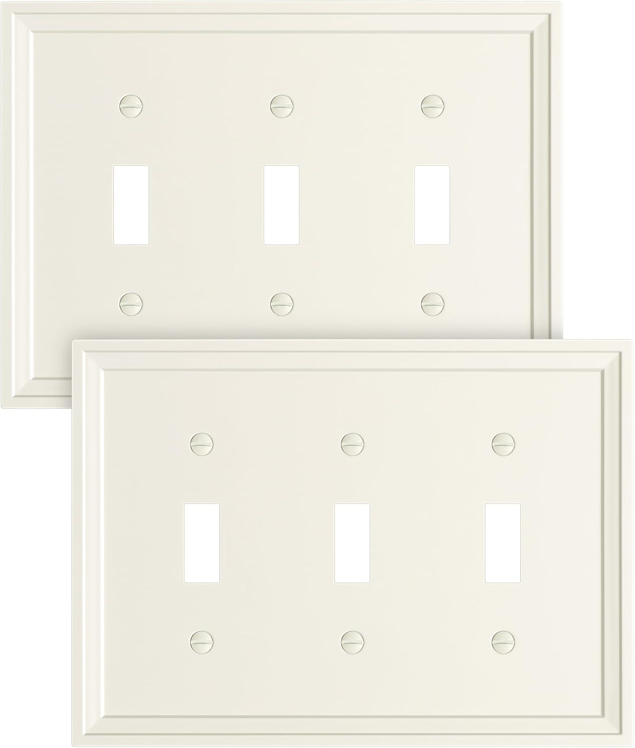 2-Pack Triple Toggle Light Switch Cover Plate, Light Almond Decorative Switch Plate Covers, Natural Bamboo Fiber 3 Gang Wall Plate, Corrosion Resistant