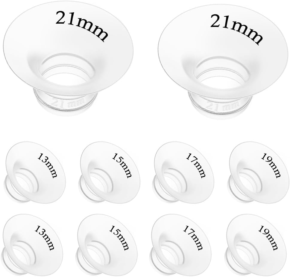 10Pcs Flange Insert 13/15/17/19/21mm*2 Compatible with Momcozy M5/M9/M6/V2 Pro/V2 pro/S12 Pro/S9 Pro/Spectra/Medela/eufy/Elvie/Lansinoh/Paruu P10 Breast Pump,and Most 24mm Shields