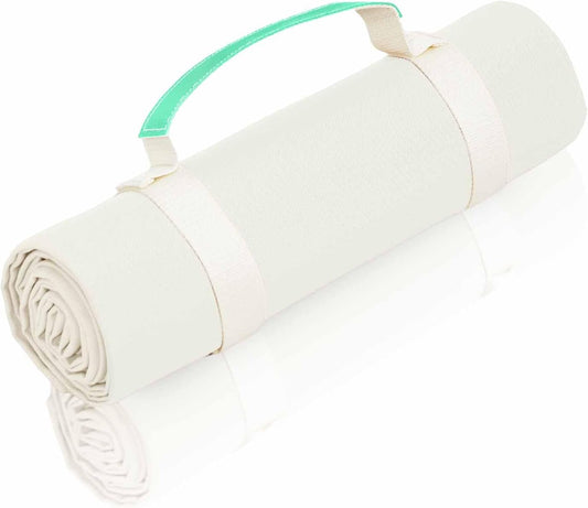 4’9” x 6’3” White Lightweight Water-Resistant Canvas Mat – Picnic, Outdoor, Beach, Park, Camping, Toy Mat