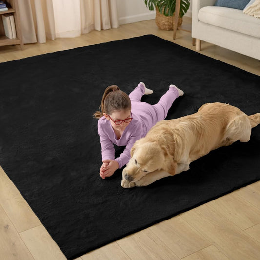 GORILLA GRIP Ultra Soft Washable Area Rug, Stain and Slip Resistant Plush Thick Carpet for Bedroom Living Room, No Shed Floor Rugs, Pet Friendly, Dorm Essentials, Kids Nursery Home Decor, 2x3, Black