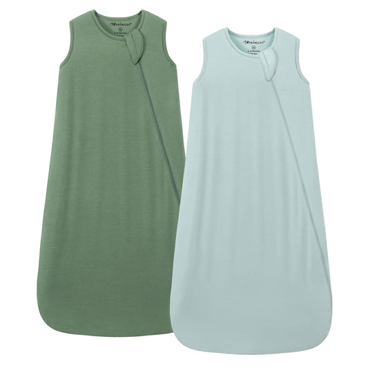 Mosebears Unisex Baby Sleep Sack 1.0 TOG, Supersoft Rayon Made from Bamboo Wearable Blanket with 2-Way Zipper (Sage&Green,0-6 Months)