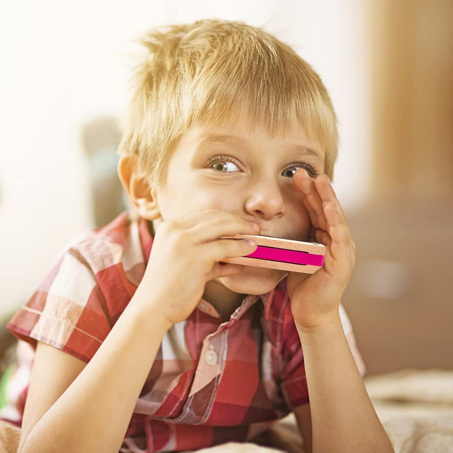 Koogel 2PCS Kids Harmonica, 10 Hole Wooden Beginner Mouth Organ Toy Musical Instruments for Kids Adults Birthday Gifts