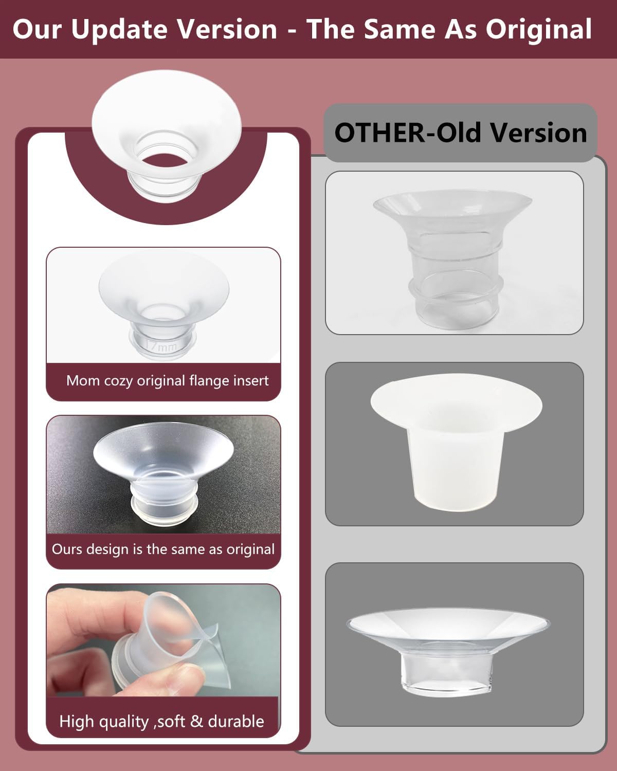 4Pcs Flange Insert 15mm Compatible with Momcozy M5/M9/M6/V2 Pro/V2 pro/S12 Pro/S9 Pro/Spectra/Medela/eufy/Elvie/Lansinoh/Paruu P10 Breast Pump,and Most 24mm Shields