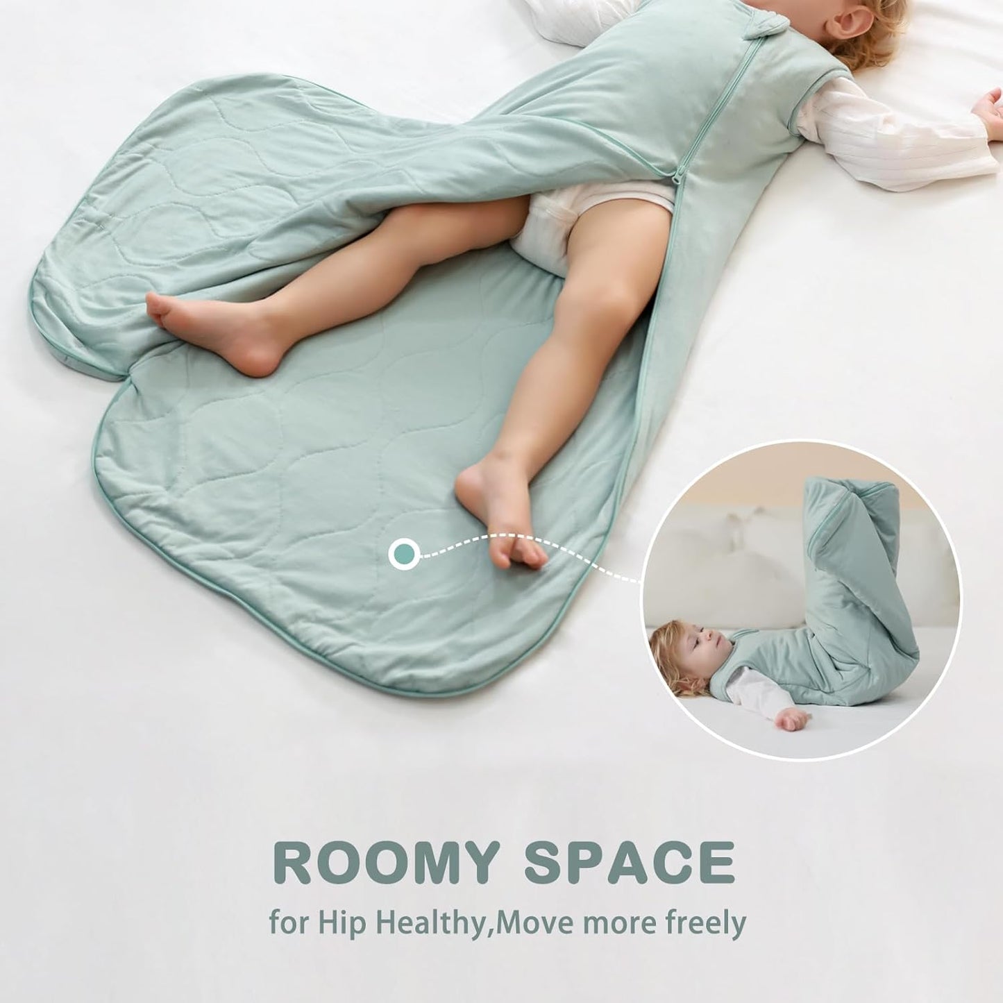 Mosebears Unisex Baby Sleep Sack 1.0 TOG, Supersoft Rayon Made from Bamboo Wearable Blanket with 2-Way Zipper(Sage,0-6 Months)