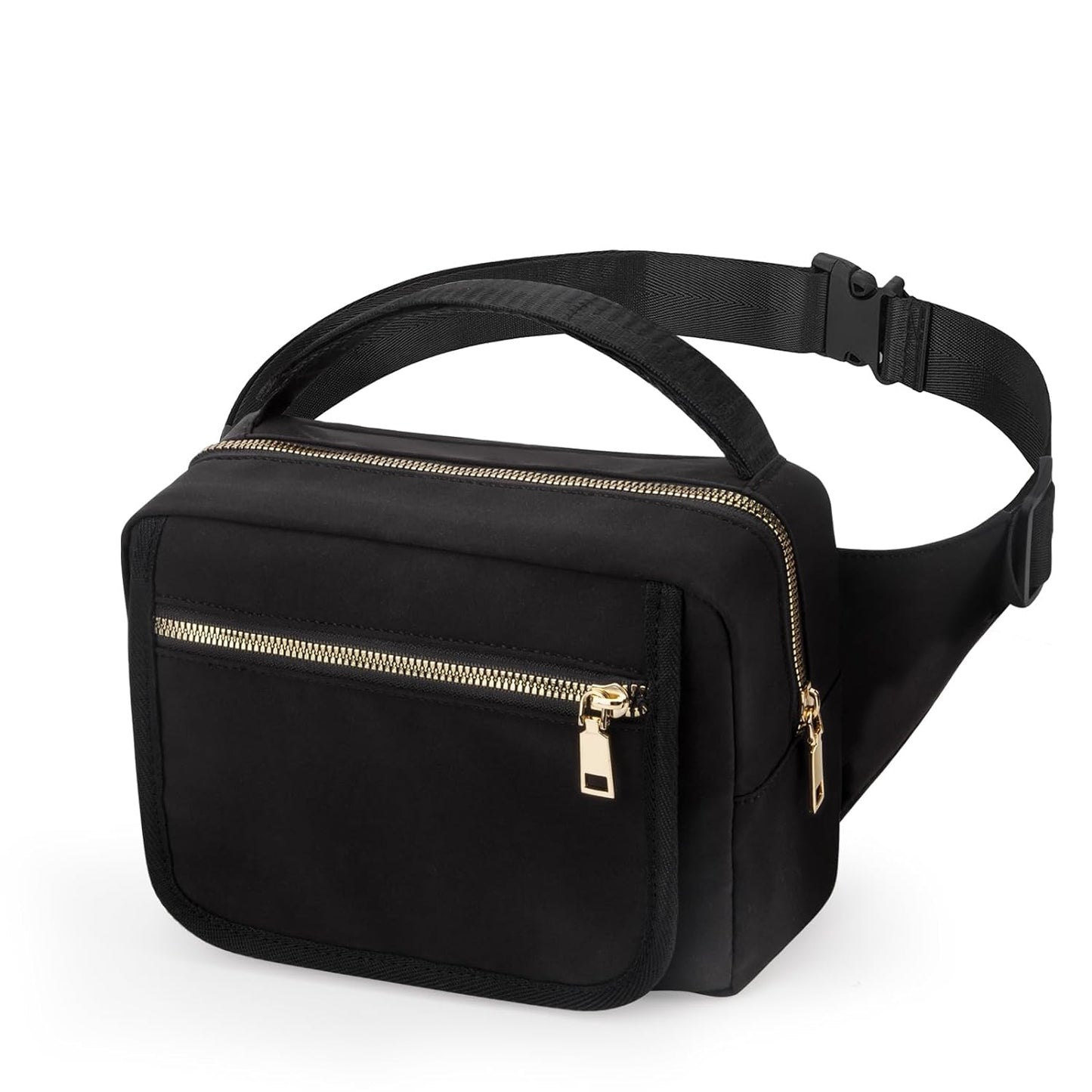 printe Small Diaper Bag with Portable Changing Pad, Crossbody Fanny Pack with Wipes Pocket for Stroller, Women Waist Bag for Travel, Black Large