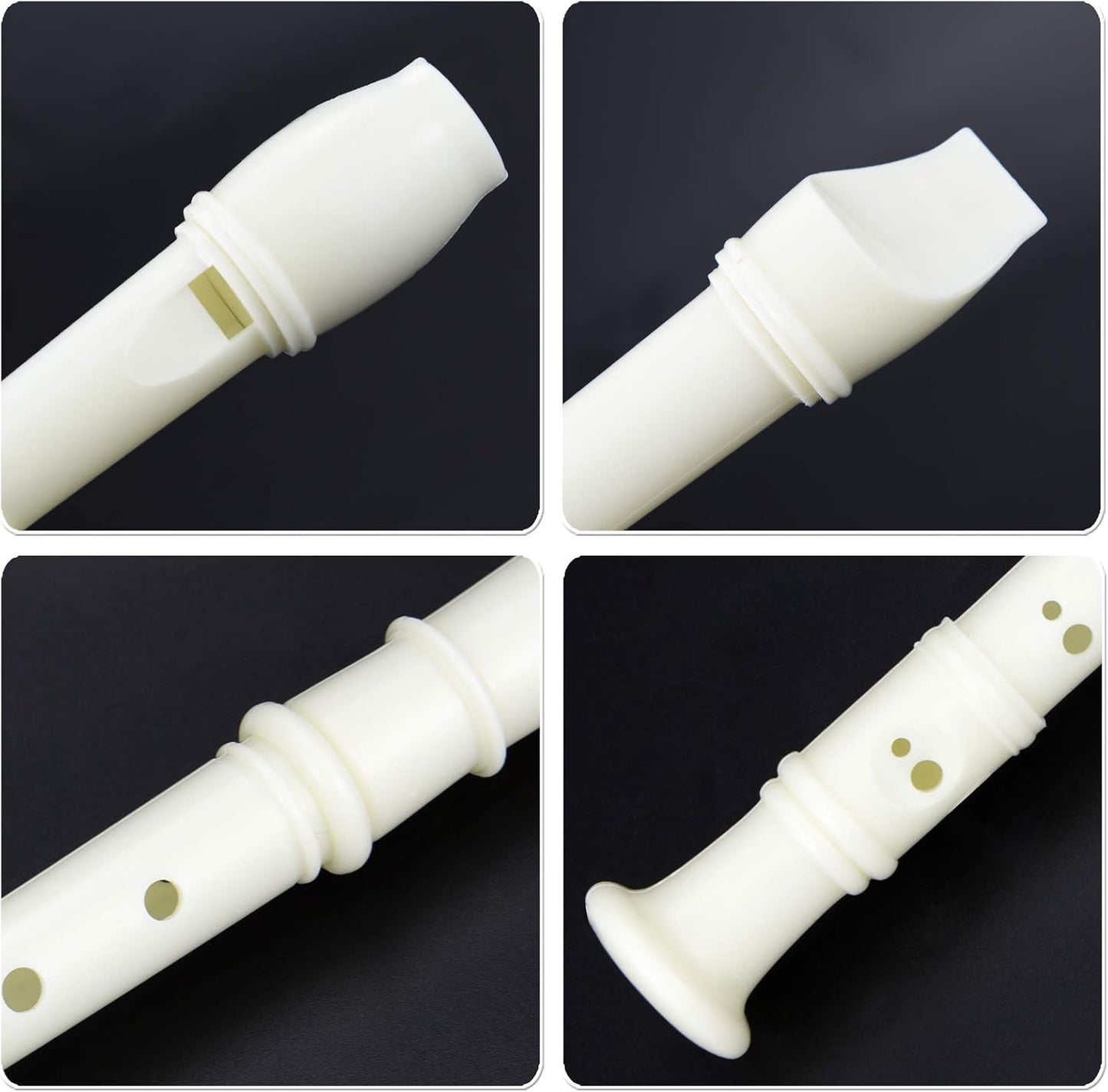 12 Pack 8 Hole Soprano Recorders Descant Flute With Cleaning Rod German Style for Beginner Graduation or Back to School Gift (white)