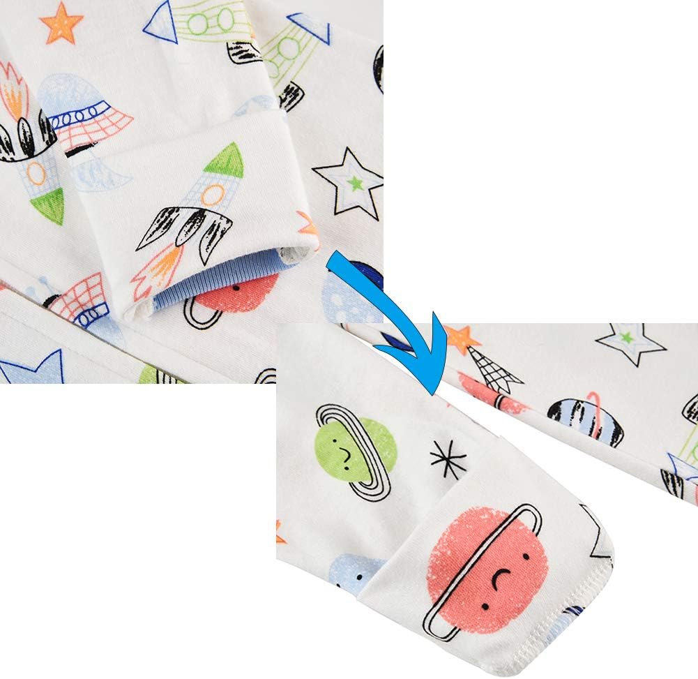 Aablexema Baby Footie Pajamas with Mittens - 3Pcs Infant Footed Sleeper Cotton Sleepwear Outfits