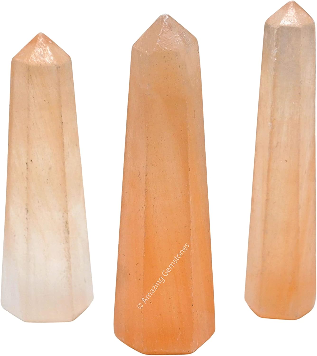 Amazing Gemstone Orange Selenite Crystal Towers ~ Natural Healing Crystal Point Obelisk for Reiki Healing and Crystal Grid (2" to 3" INCH)
