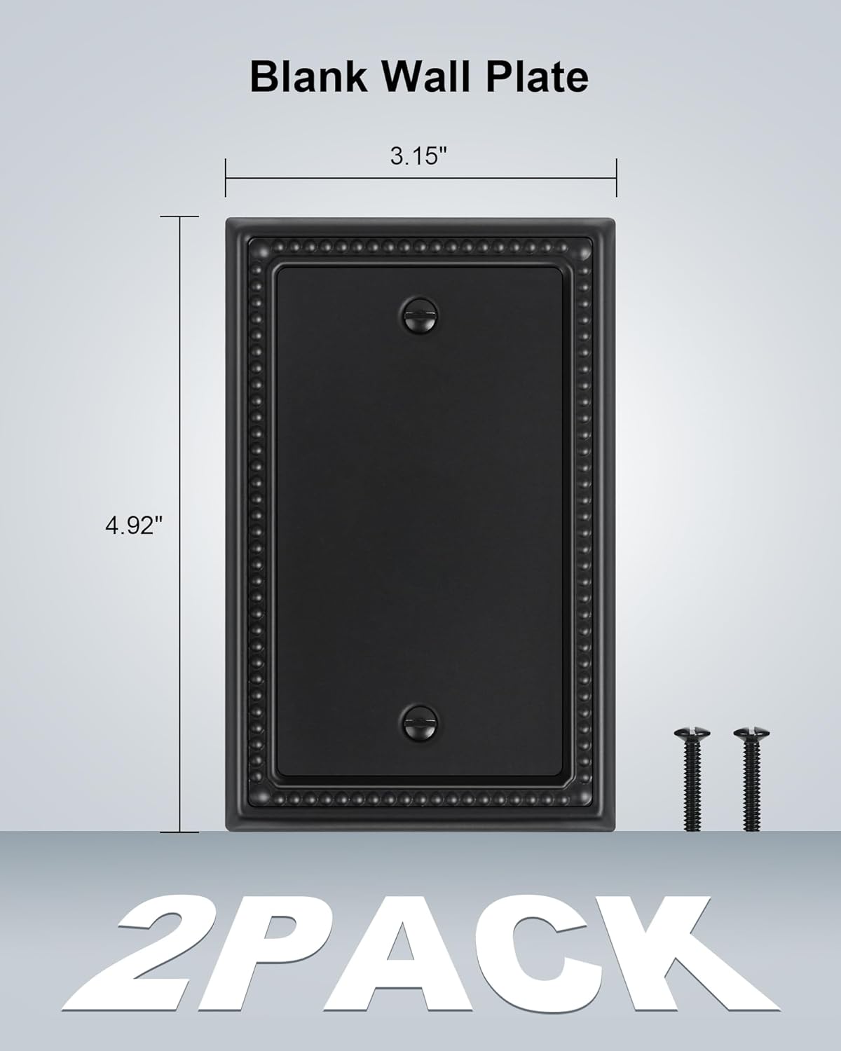 2-Pack Blank Outlet Cover Wall Plate, Metal Switch Plates Outlet Covers, Black Pearls Beaded Decorative Wall Plates for Electrical Outlets