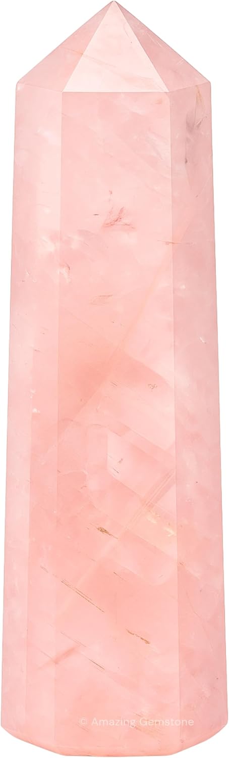 Amazing Gemstone Star Rose Quartz Crystal Towers - Natural Healing Crystal Point Obelisk for Reiki Healing and Crystal Grid (3 Inch)