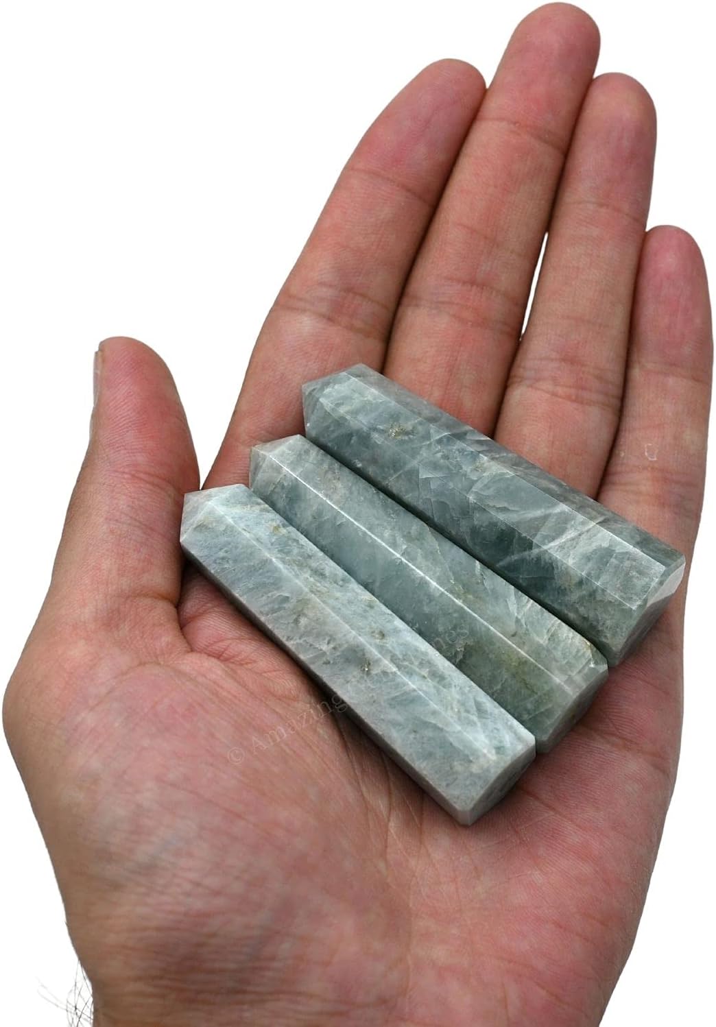 Aquamarine Crystal Towers ~ Natural Healing Crystal Point Obelisk for Reiki Healing and Crystal Grid (3- Inch)