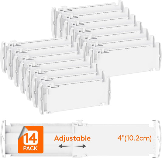 Lifewit 14 Pack Drawer Dividers 4" High, 10.5-16.5" Dresser Drawer Divider, Adjustable Drawer Organizers for Clothes, Plastic Drawers Separators for Dresser, Bedroom, Bathroom, Kitchen, Office
