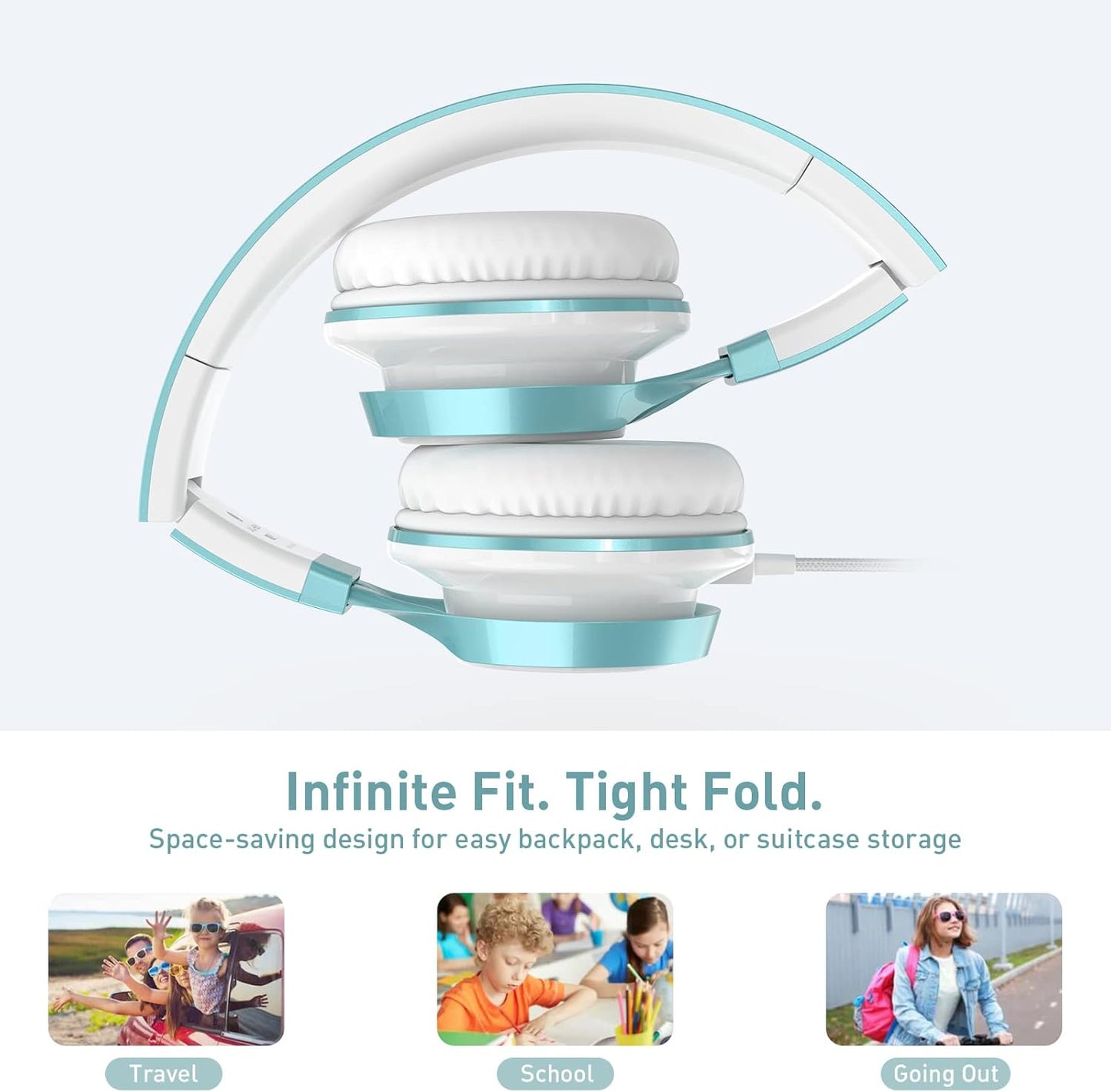 AILIHEN Kids Headphones for School Boys, Headphones with Microphone for Chromebook Laptop Computer Smartphone, 3.5mm Foldable Lightweight Headset for Teen Teenager (Lime Green)