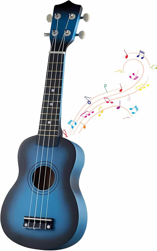 Kids Child Children Wooden Acoustic Guitar Ukulele 21 Inch 4 String Musical Instruments Perfect For Beginner (Blue)