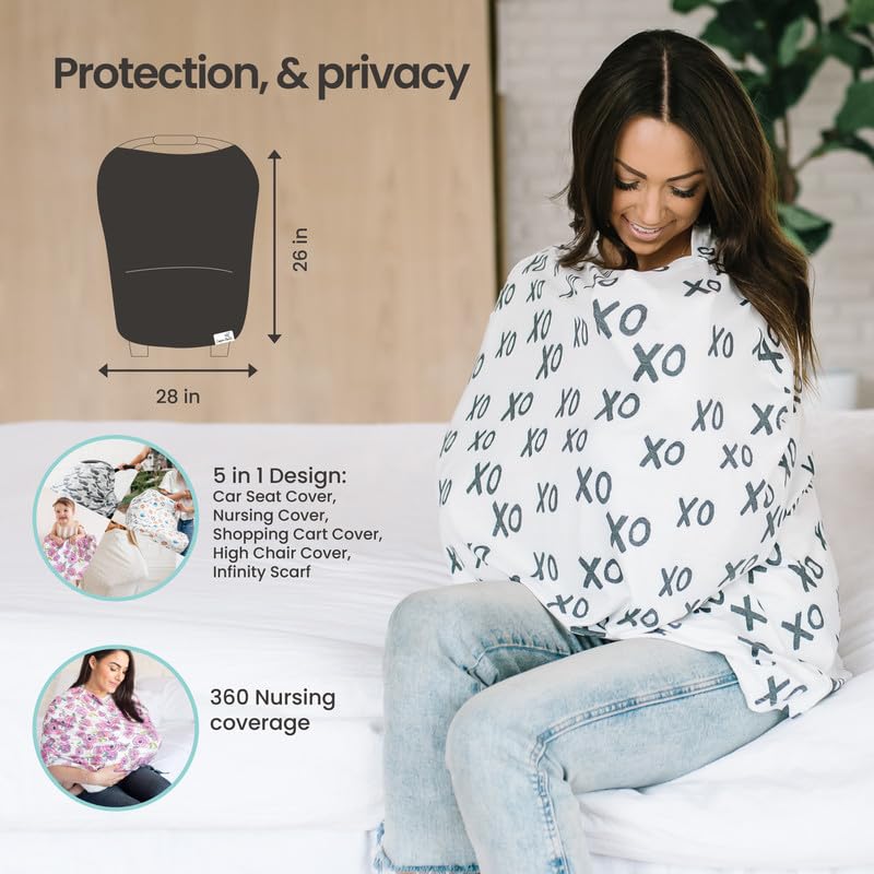 Copper Pearl Multi-Use Cover: Car Seat Covers, Nursing Cover, and Stroller Cover for Sun - Stretchy Fabric, All-Season Use, Stylish Designs, Easy Access for Moms - Jaspar