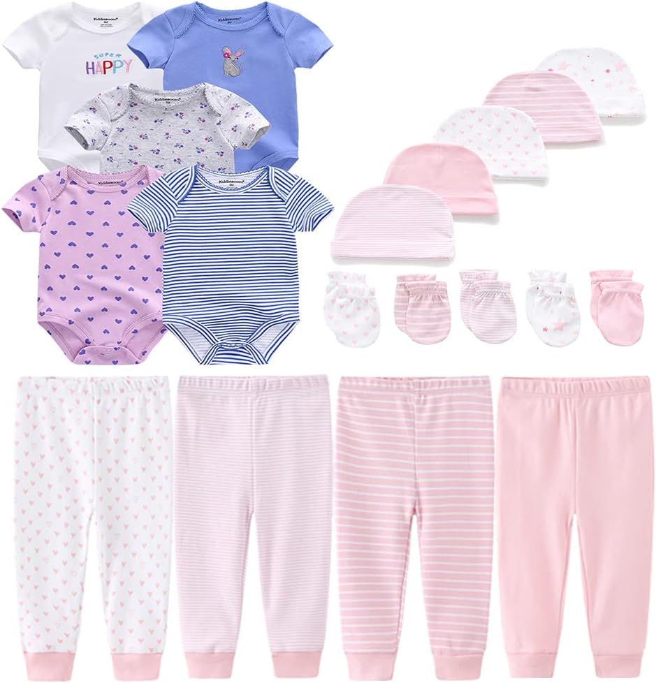 Kiddiezoom Unisex Baby Layette Essentials Giftset Clothing Set 19-Piece For Newborn Baby