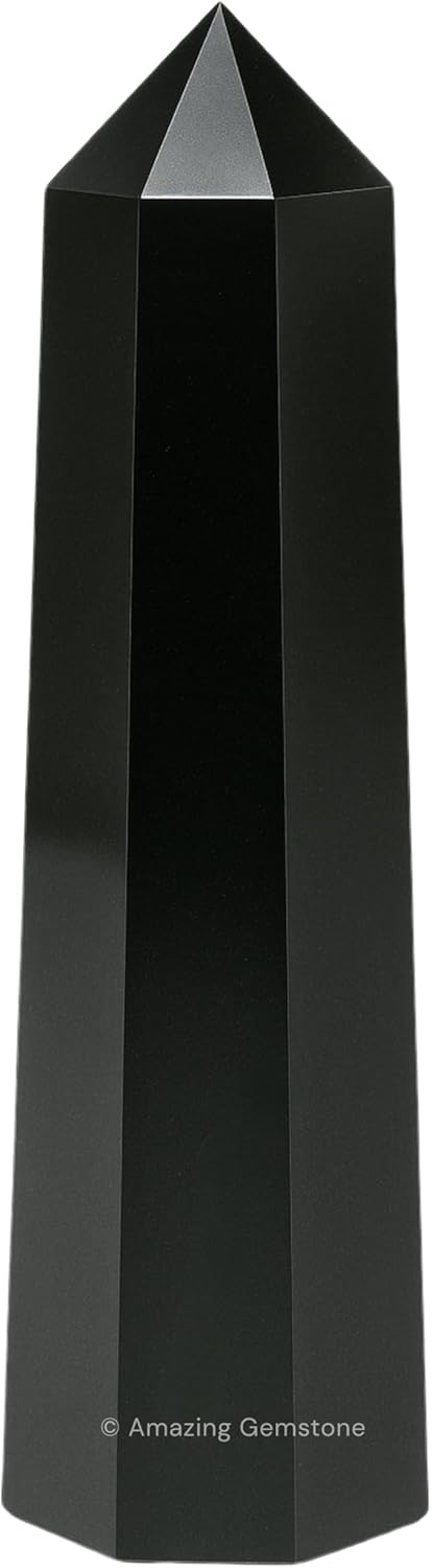 Amazing Gemstone Black Agate Crystal Towers - Natural Healing Crystal Point Obelisk for Reiki Healing and Crystal Grid (2" to 3" Inch)