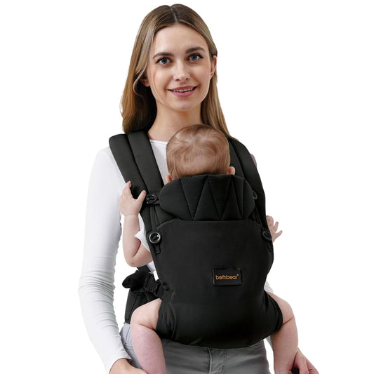 Baby Carrier Newborn to Toddler 7-45 lbs with Natural Material, Ergonomic Design,Versatile and Adjustable,Hands Free for Moms&Dads,Black