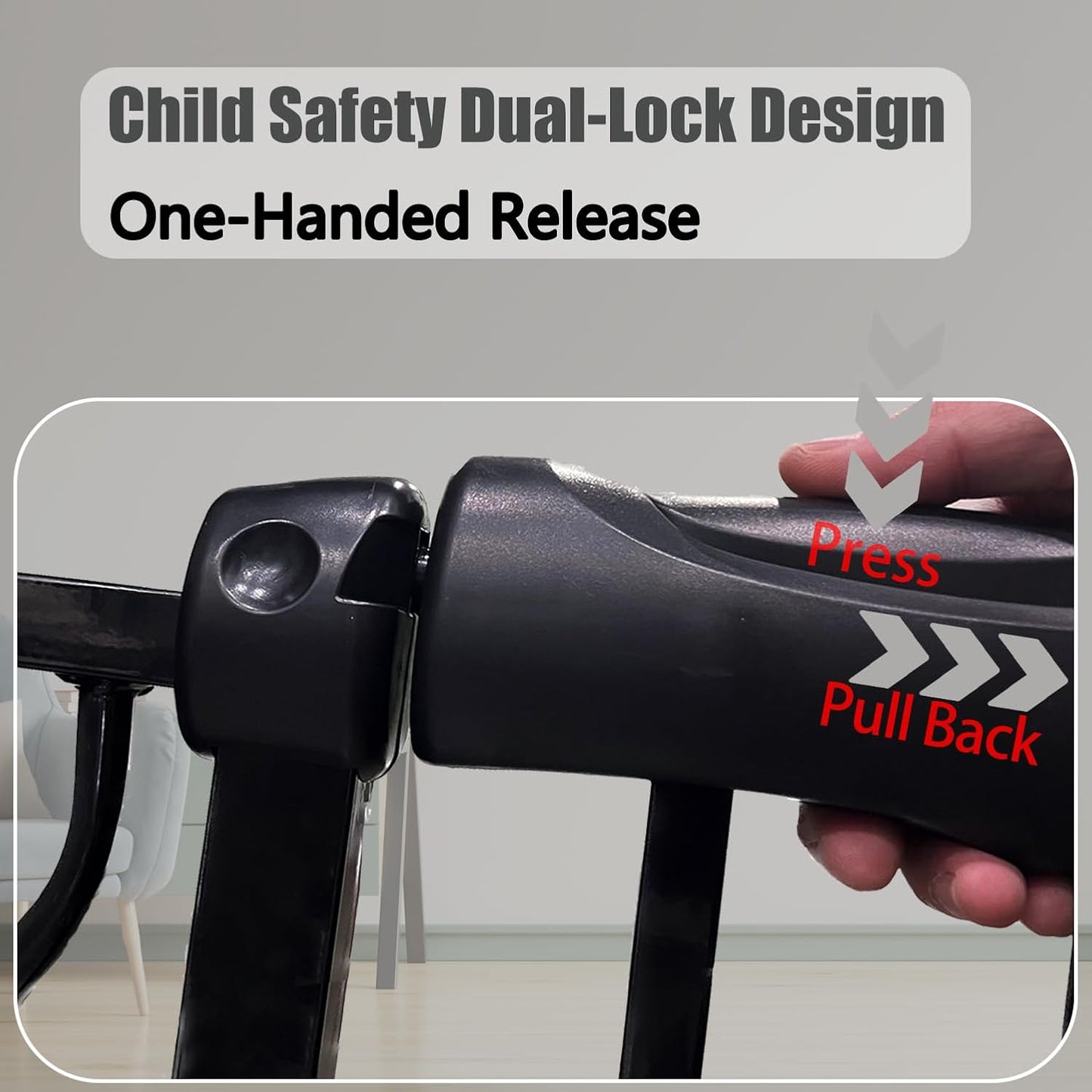 Extra Wide Baby Gates - 71.6-76.4 Inch, Black Metal Pressure Mounted Child & Pet Gates for Stairs & Doorways