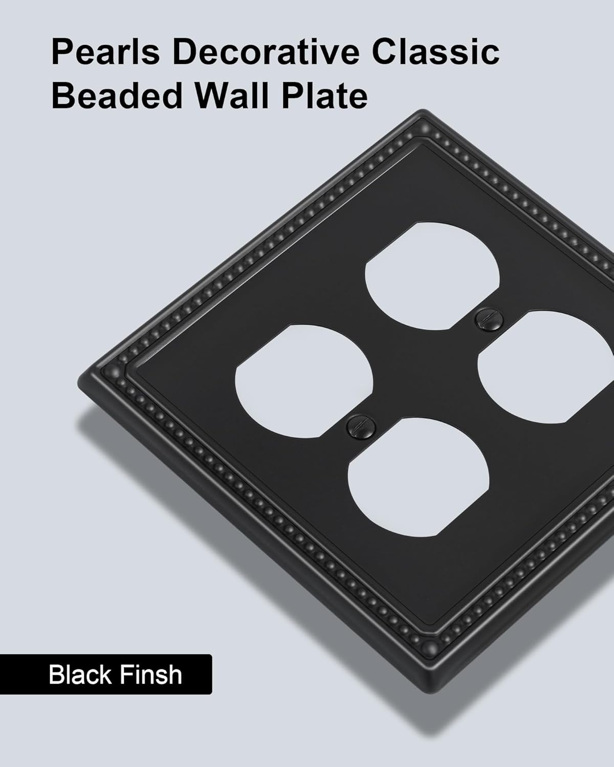 2-Pack Double Duplex Outlet Cover, Metal Switch Plates and Outlet Covers, Black Pearls Decorative Wall Plates for Electrical Outlets, 2 Gang Receptacle Cover, Corrosion Resistant