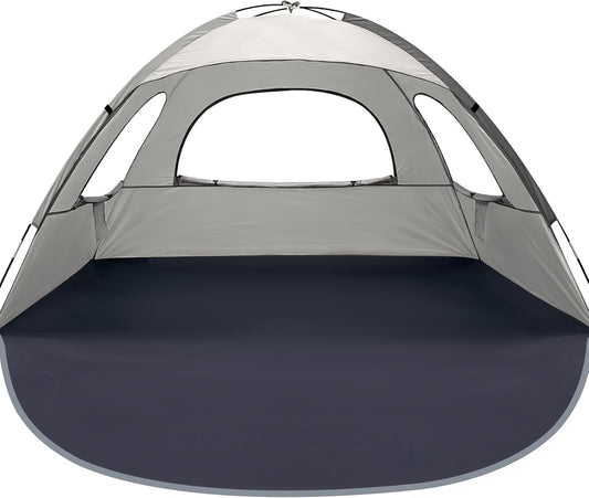 WhiteFang Beach Tent Anti-UV Portable Sun Shade Shelter for 3/4/6/8 Person, Extendable Floor with 3 Ventilating Mesh Windows Plus Carrying Bag, Stakes and Guy Lines