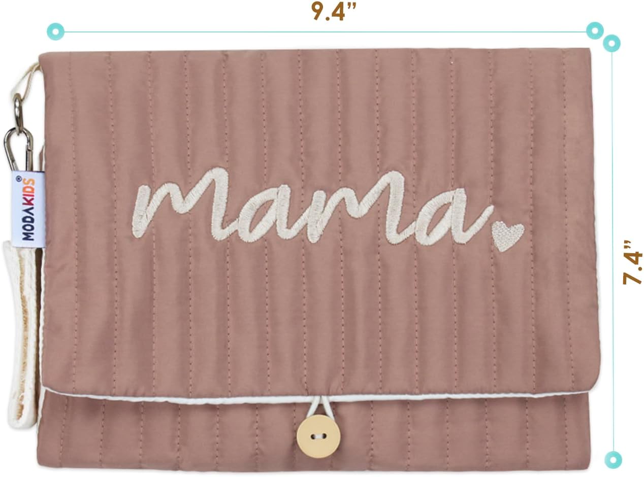 Baby Bag Organizer, Waterproof Mini Diaper Bag, Foldable Mom Travel Set, Diaper Organizer, with Gift for Baby Shower (Coffee)